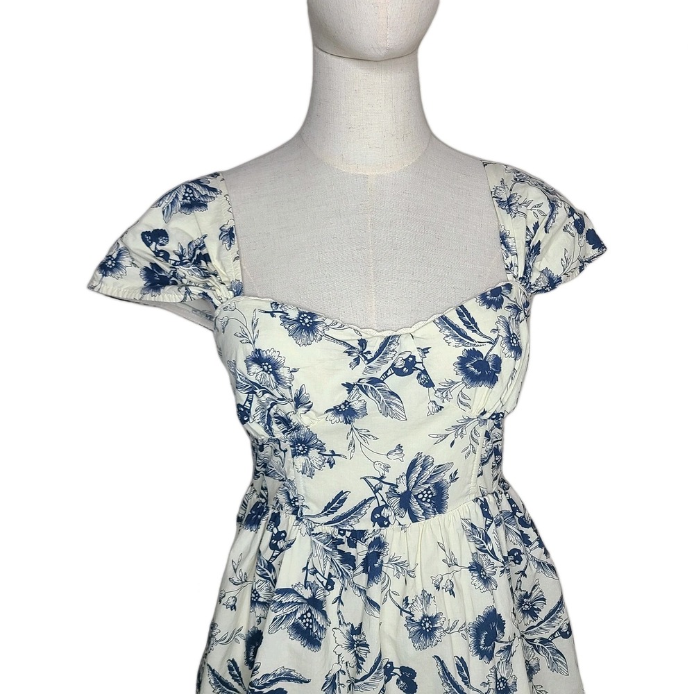 SOFIA The‎ Label Women's Blue The Saratogian Floral Tiered Ruffle Dress Sz S - Picture 2 of 7